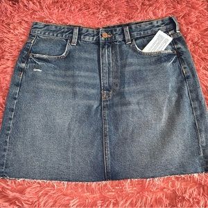 H&M A-Line Skirt Blue Medium Wash Raw Hem Cotton